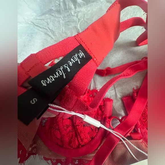 NWT For Love & Lemons Valentines Day Rosa Lace Red Heart Bra Size Small - Picture 6 of 10
